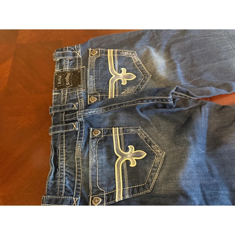 Rock Revival Robert Straight Jeans Sz 36 Blue Cotton Denim Men